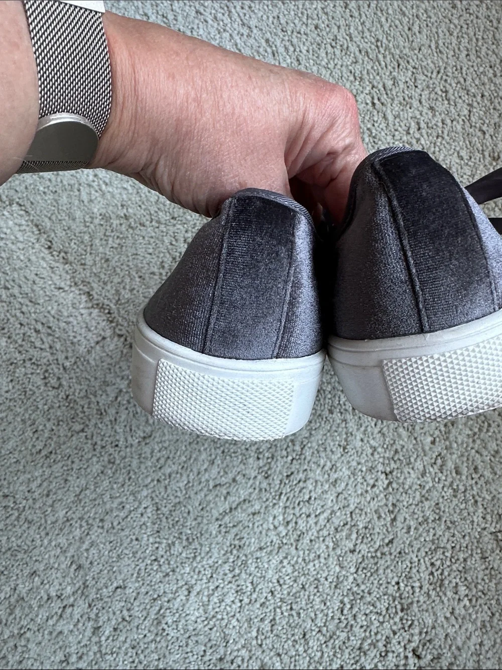 Dirty Laundry Charcoal Grey Velvet Ribbon Lace Sneakers Womens 9.5 / 40.5